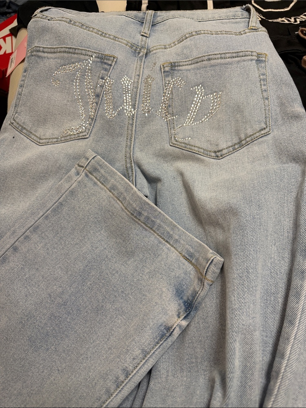 Juicy Couture Light Blue Straight Leg Jeans with Rhinestone Logo